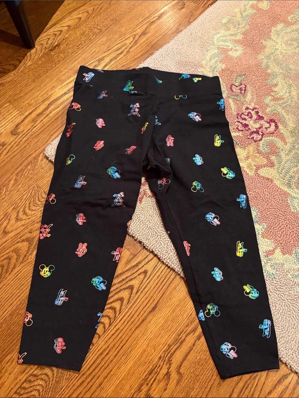 Disney Black Leggings with Neon shimmer Mickey & Character Icons